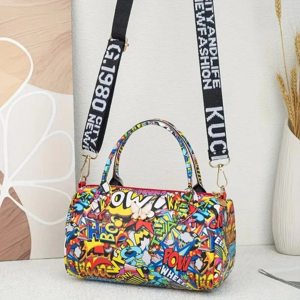 🔥Pop Art Comic Print Mini Crossbody Bag Streetwear Purse Handbag - Picture 3 of 6